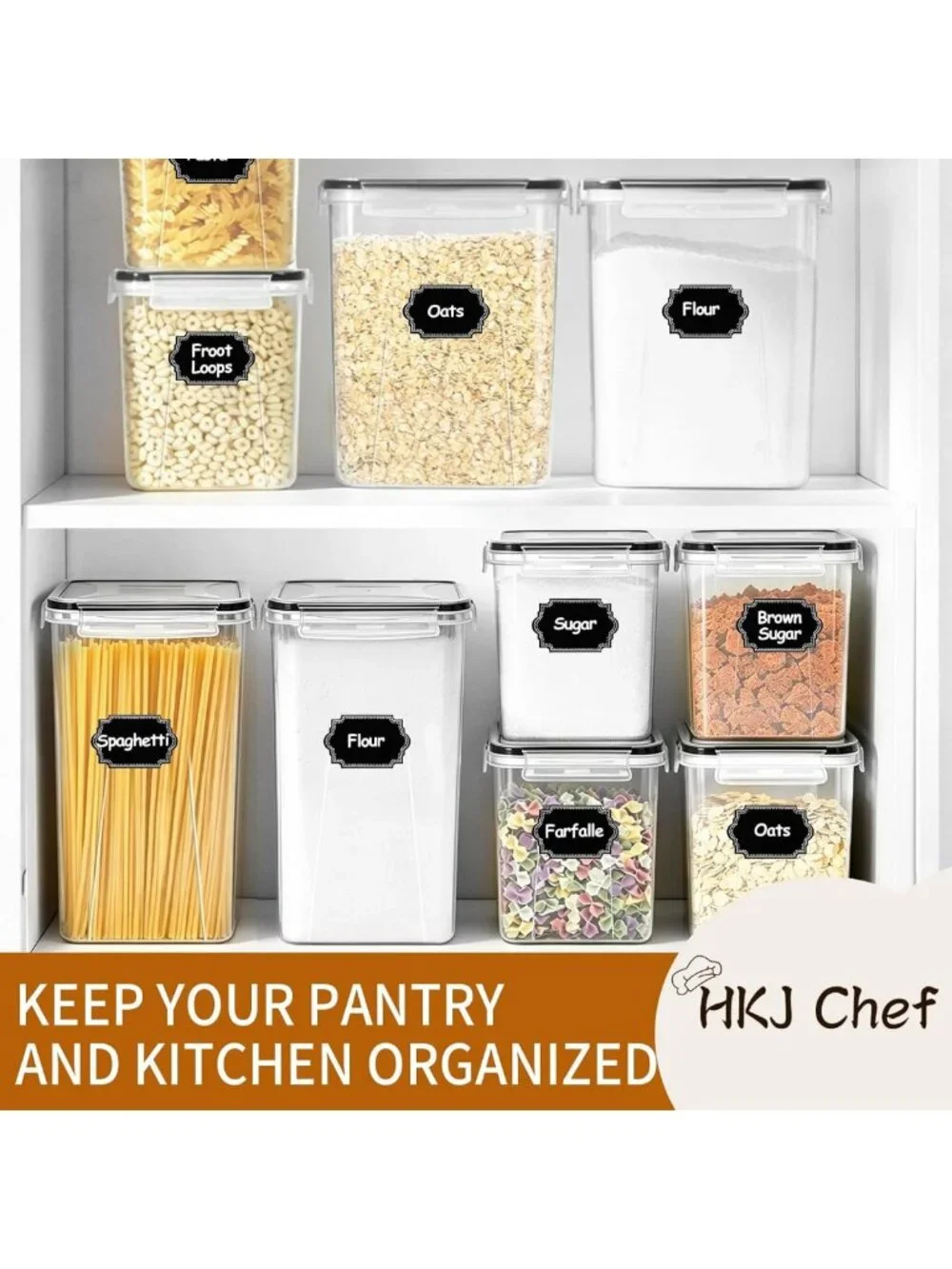 10-Pack Airtight Food Storage Containers for Kitchen Pantry Organization
